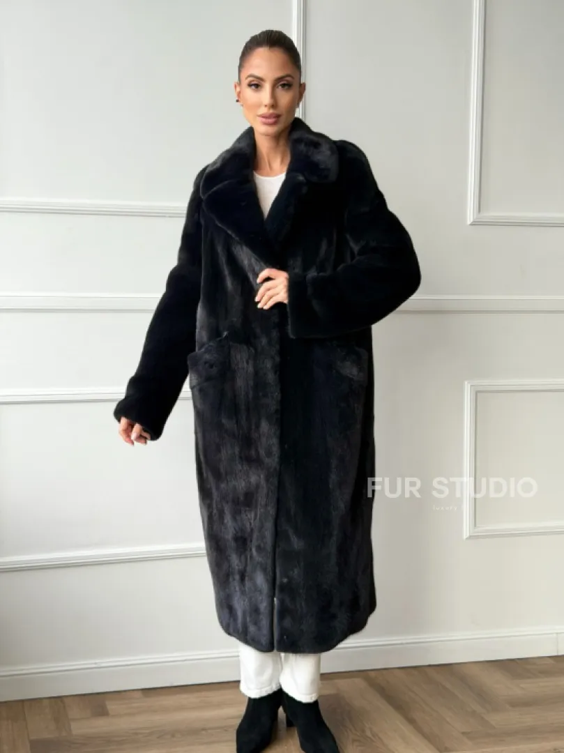 Норковая шуба с английским воротником