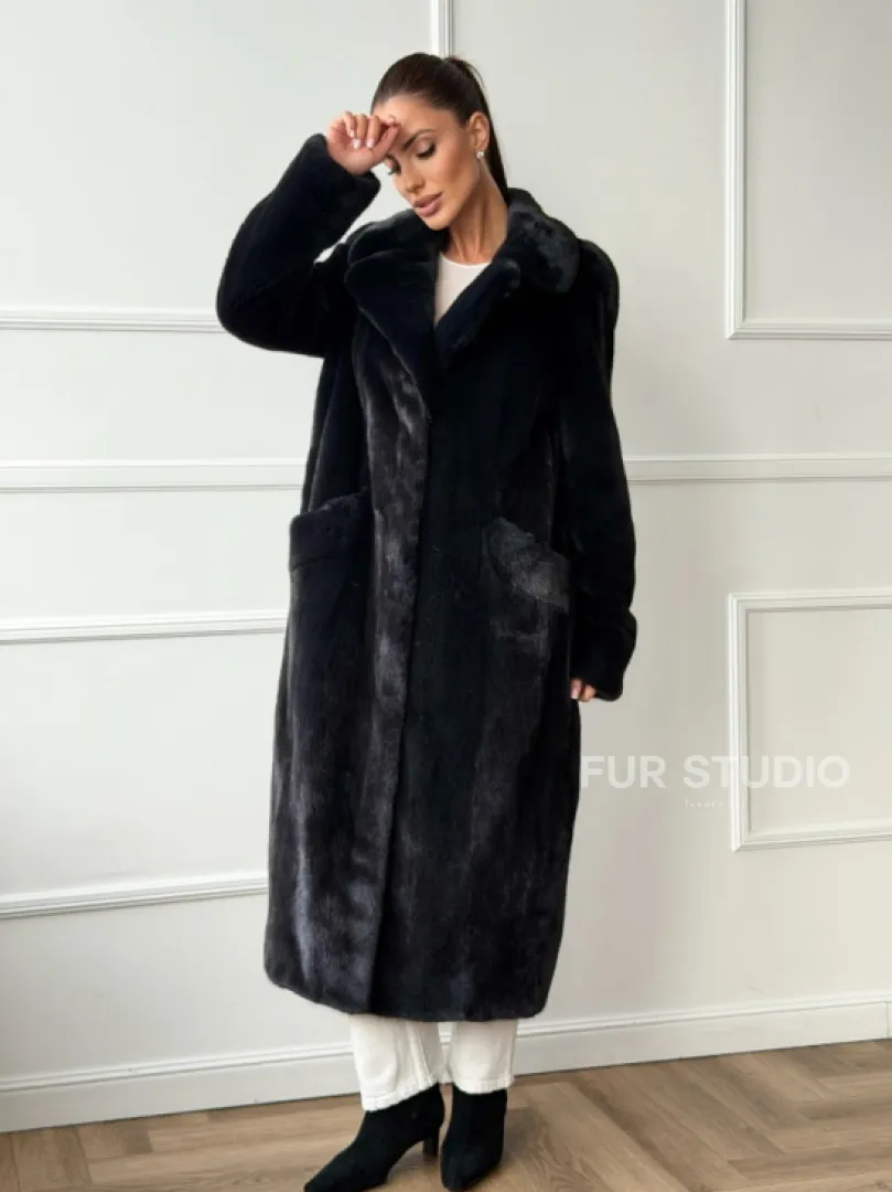 Норковая шуба с английским воротником