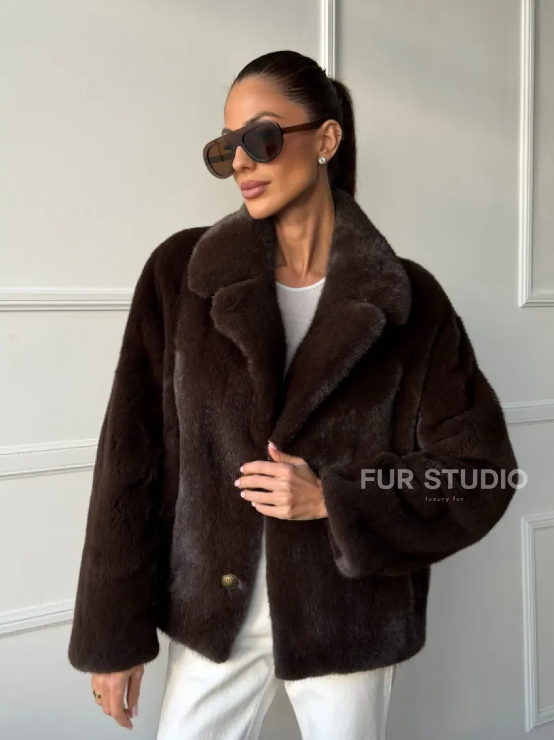 Пиджак норковый - английский воротник