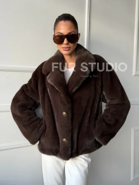 Пиджак норковый - английский воротник - фото 9