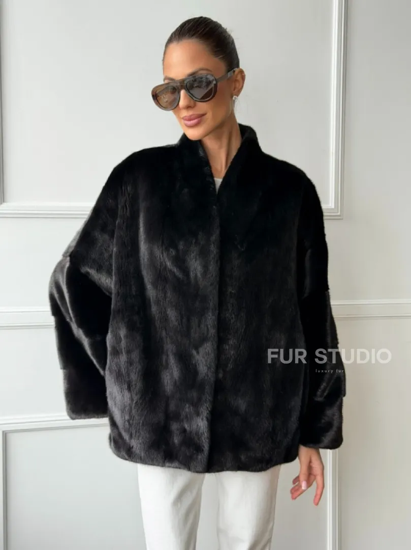 Куртка c V-образным воротом из норки SAGA FURS