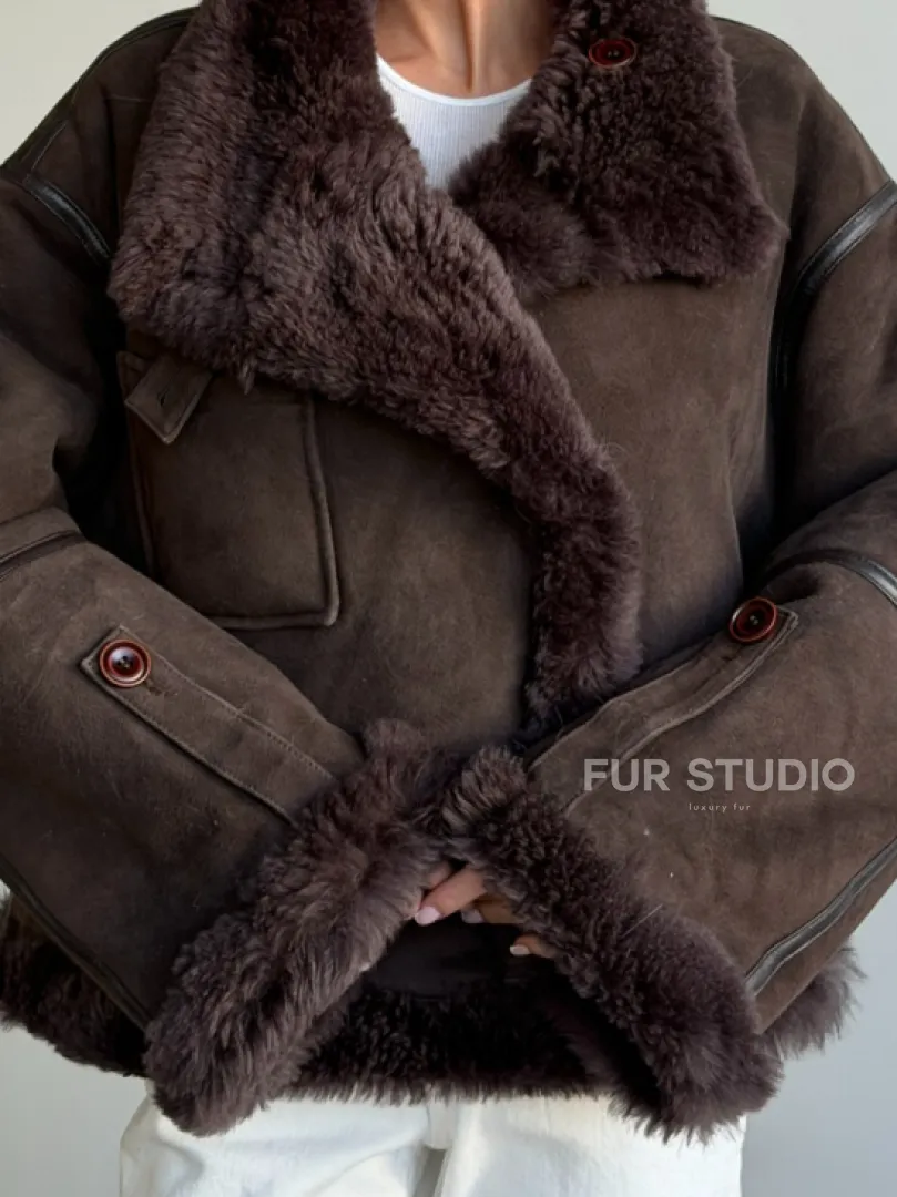 Женская двухсторонняя дубленка