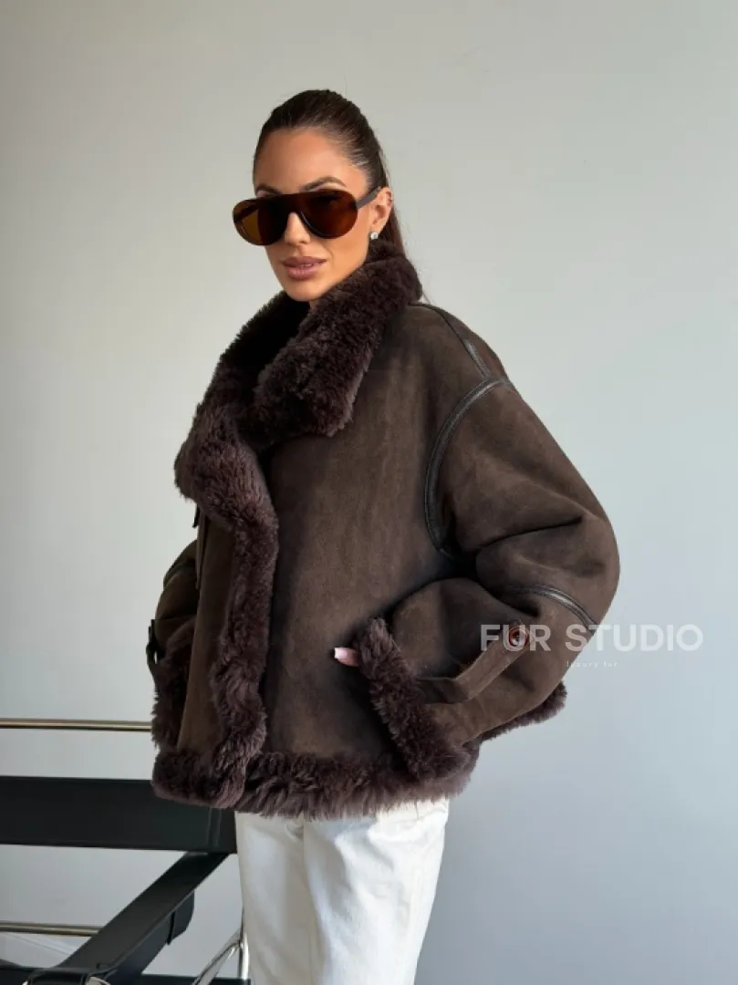 Женская двухсторонняя дубленка