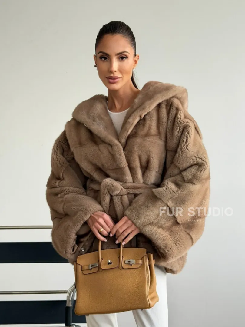 Норка пастель с капюшоном - летучая мышь