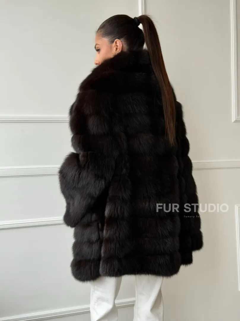 Шуба из куницы английский воротник