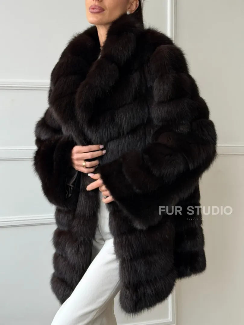 Шуба из куницы английский воротник