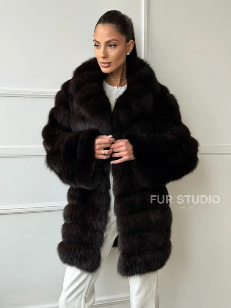 Шуба из куницы английский воротник