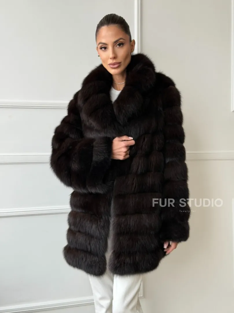 Шуба из куницы английский воротник