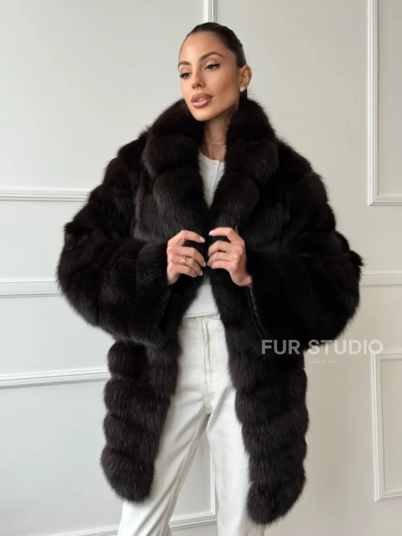 Шуба из куницы английский воротник