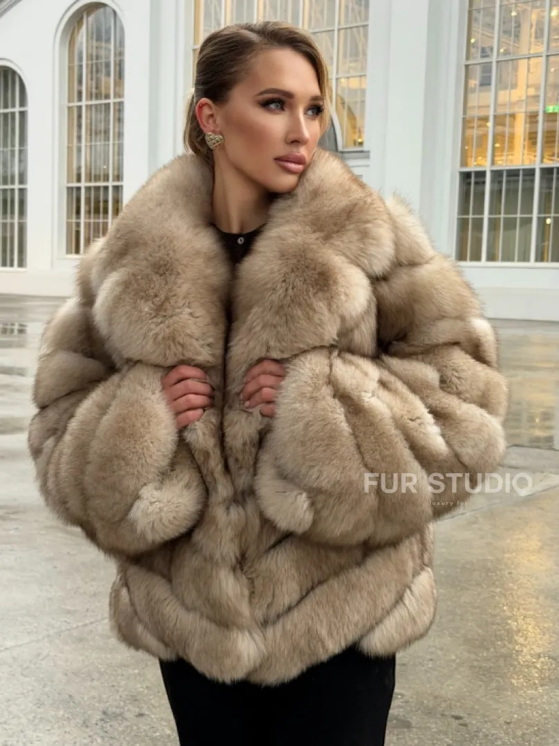 Шуба из песца под куницу