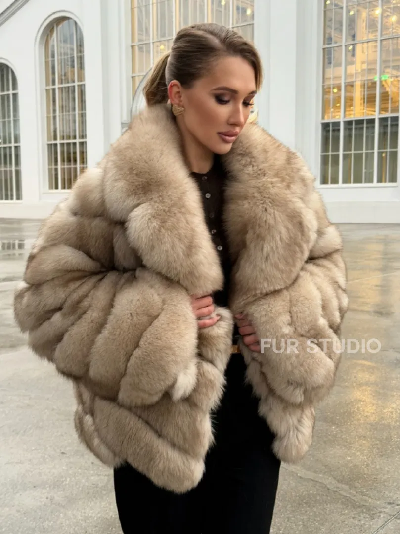 Шуба из песца под куницу