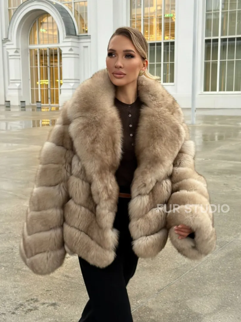 Шуба из песца под куницу