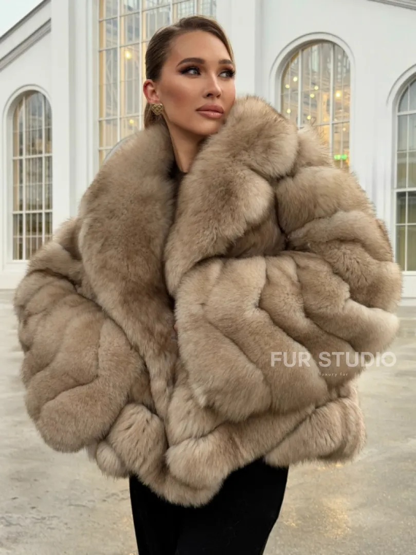 Шуба из песца под куницу