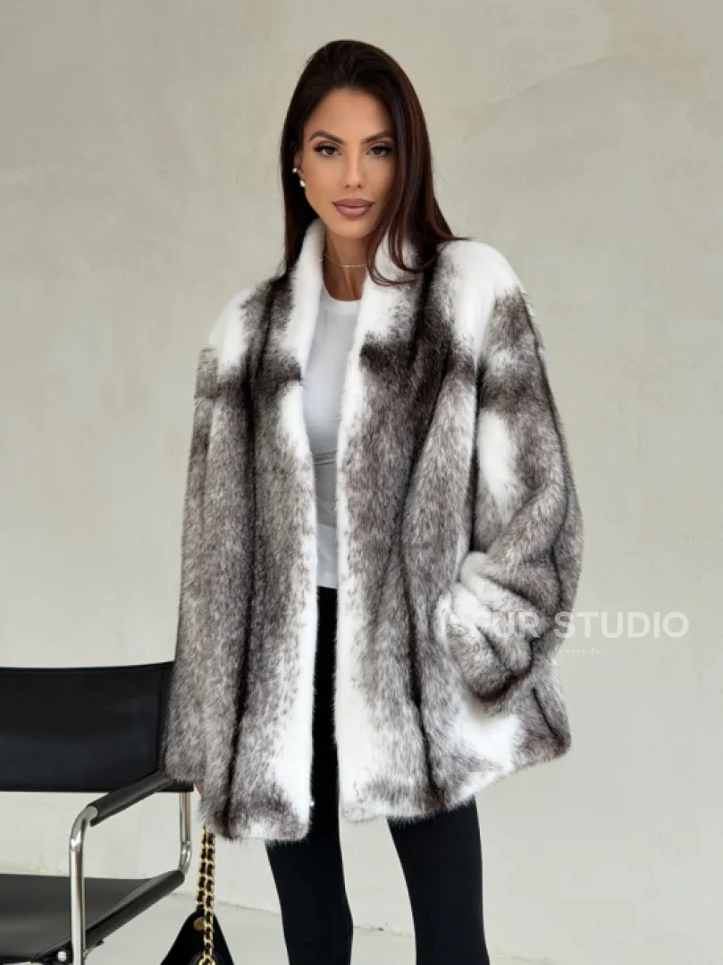Белая шуба из норки крестовки