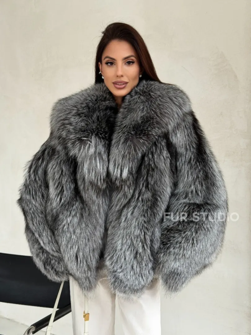 Полушубок из чернобурой лисы
