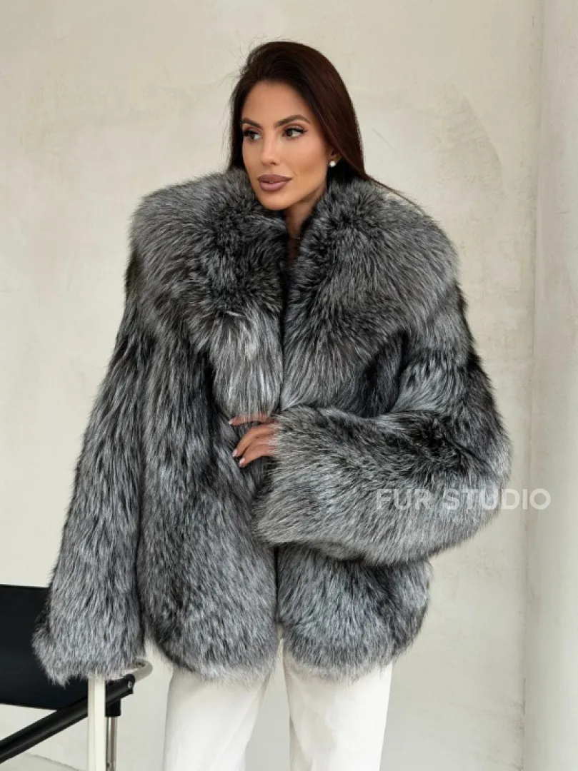 Полушубок из чернобурой лисы