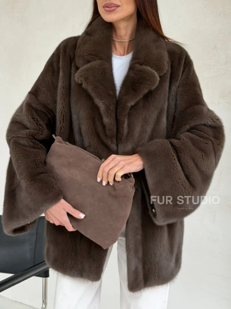 Меховой норковый жакет - английский воротник