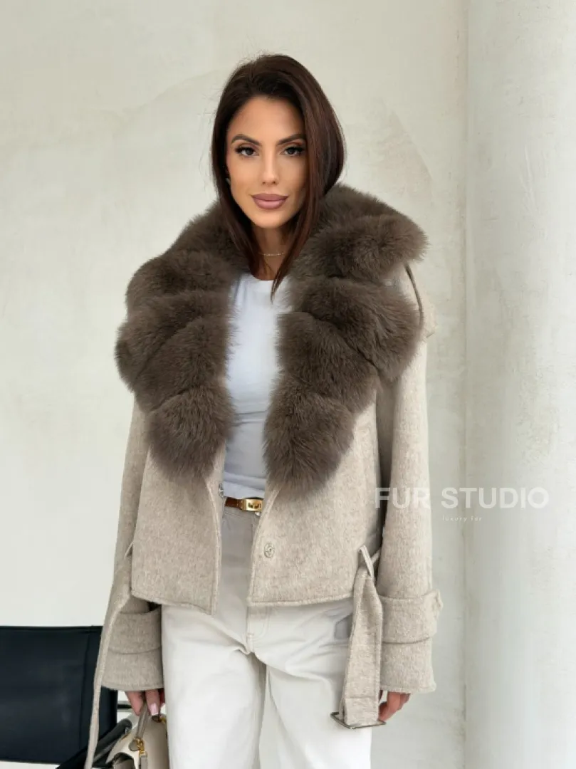 Куртка - пальто с мехом финского песца