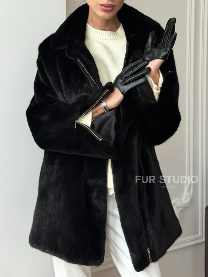 Черная норковая косуха