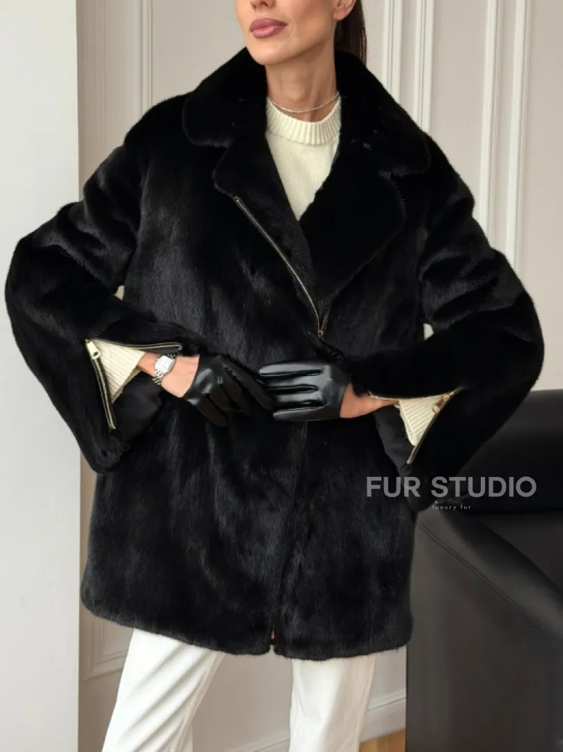 Черная норковая косуха