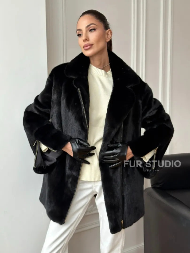 Черная норковая косуха