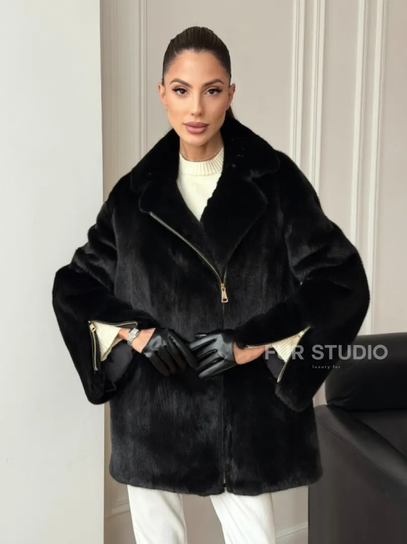 Черная норковая косуха