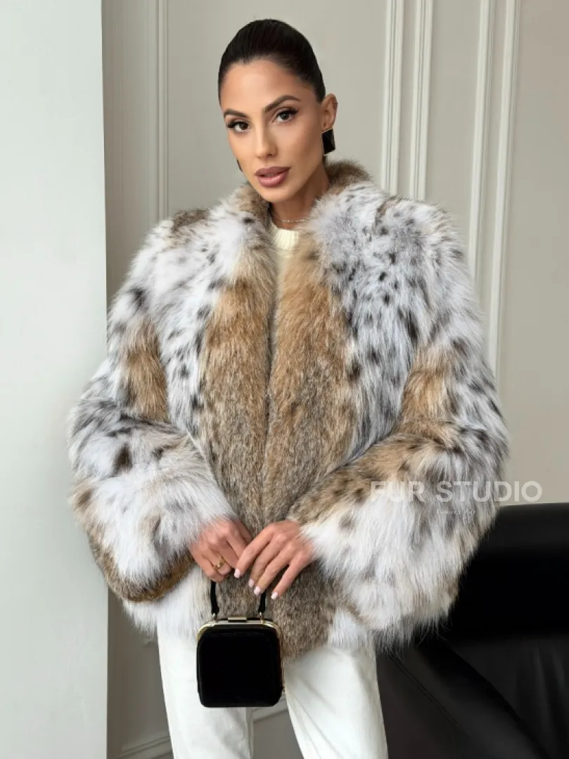 Шуба из натурального меха рыси