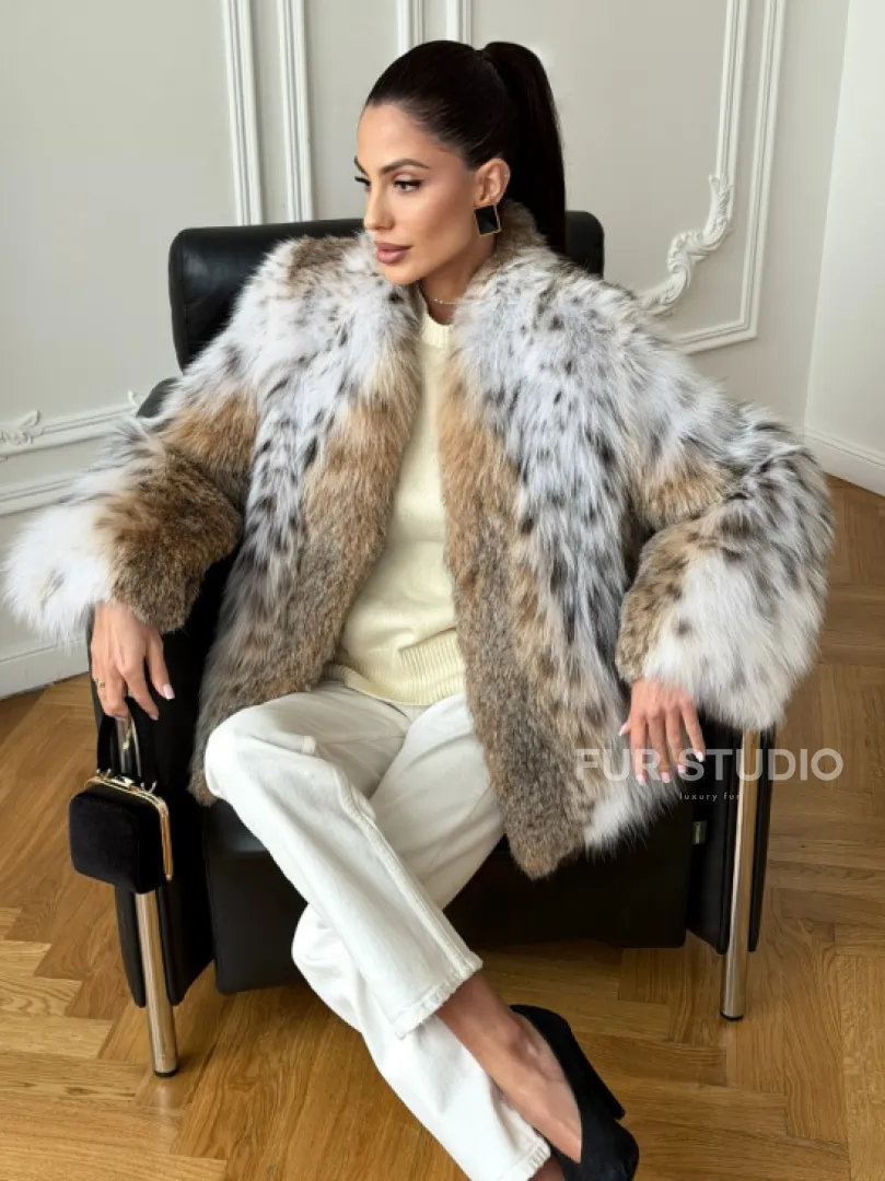 Шуба из натурального меха рыси