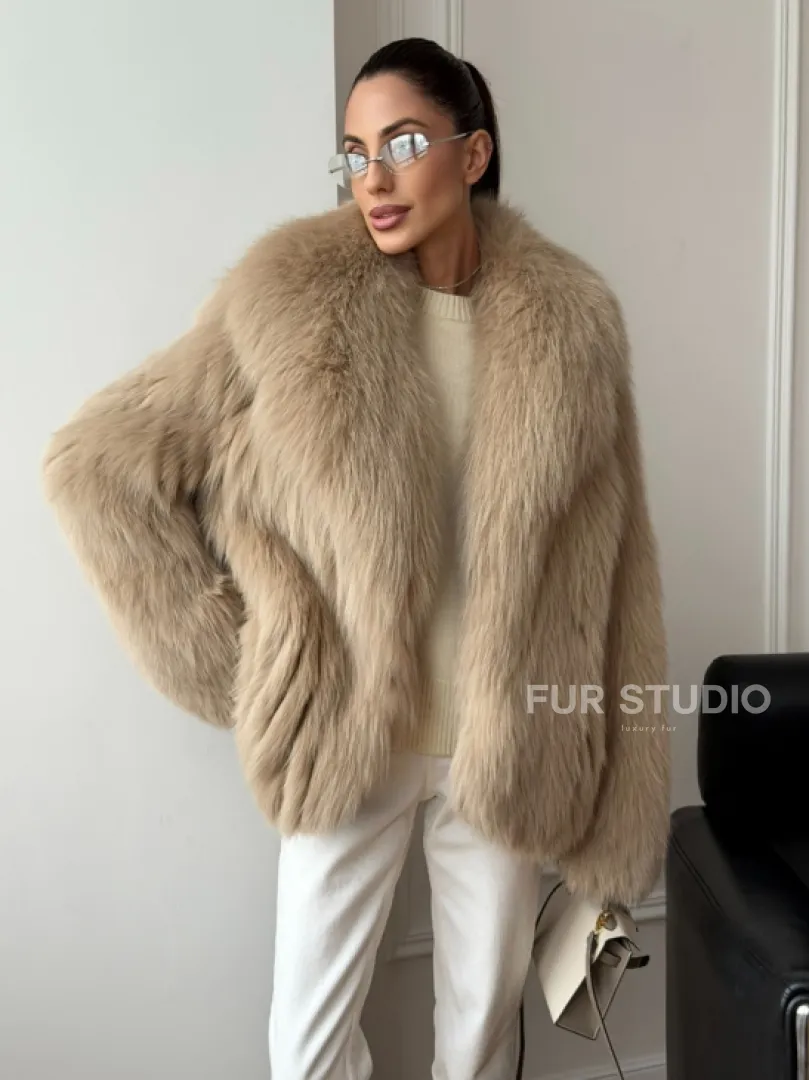 Шуба из лисы в росшив