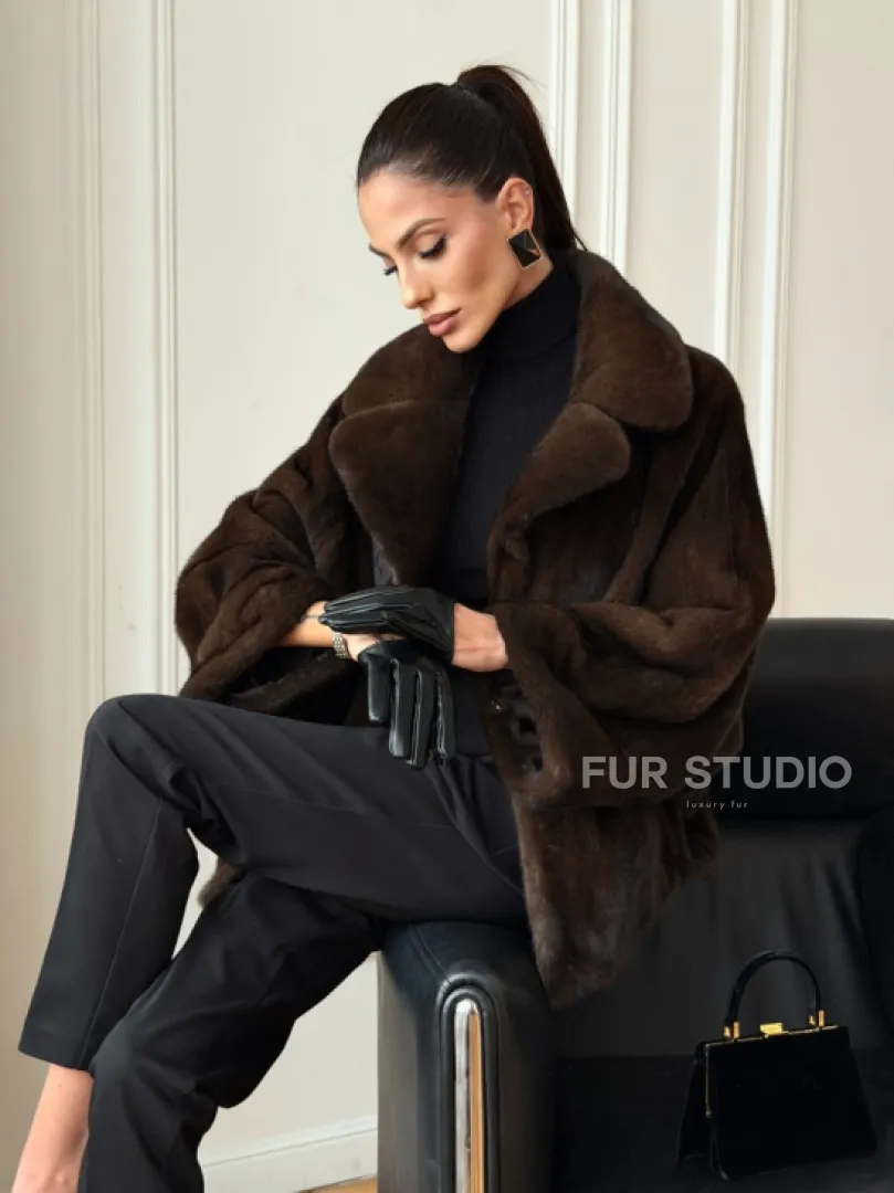 Короткая шуба из натурального меха норки