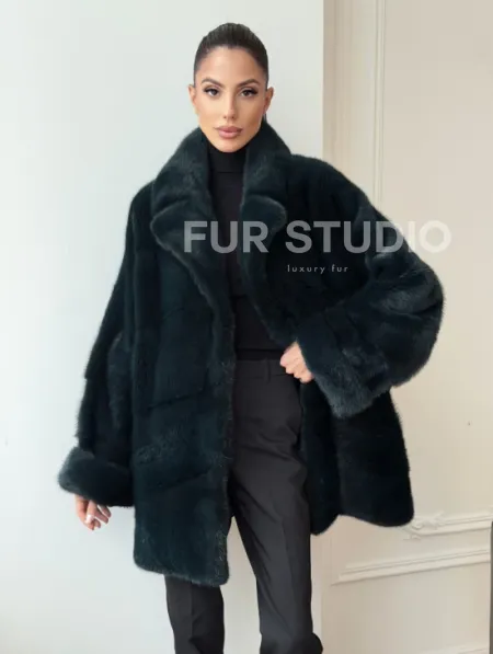 Зеленая норковая шуба - жакет - фото 0