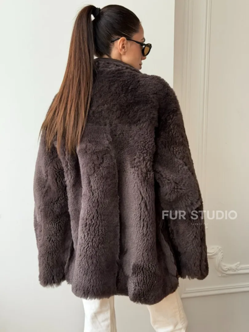 Двухсторонняя дубленка - мех тиградо