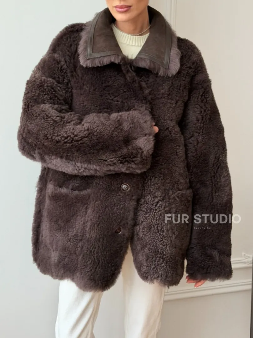 Двухсторонняя дубленка - мех тиградо