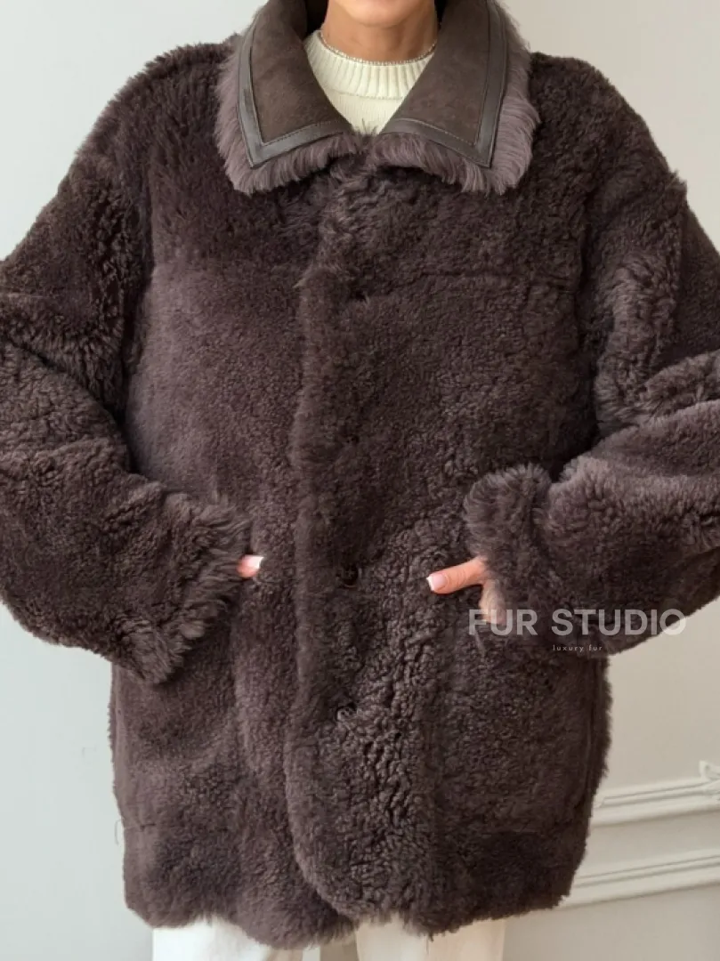 Двухсторонняя дубленка - мех тиградо