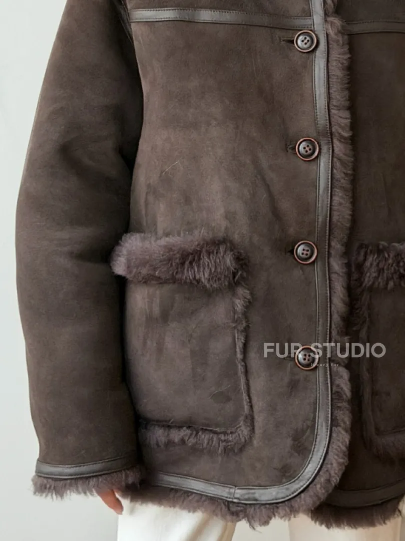 Двухсторонняя дубленка - мех тиградо