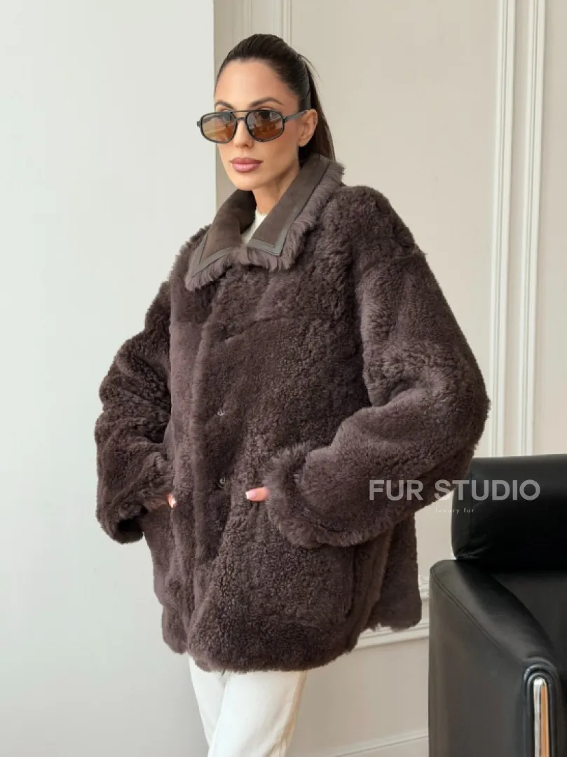 Двухсторонняя дубленка - мех тиградо