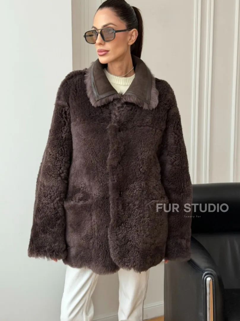 Двухсторонняя дубленка - мех тиградо