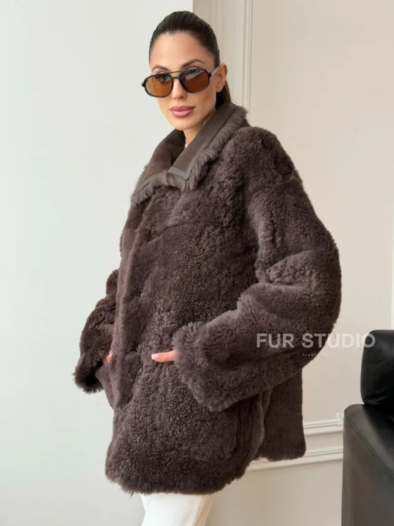 Двухсторонняя дубленка - мех тиградо