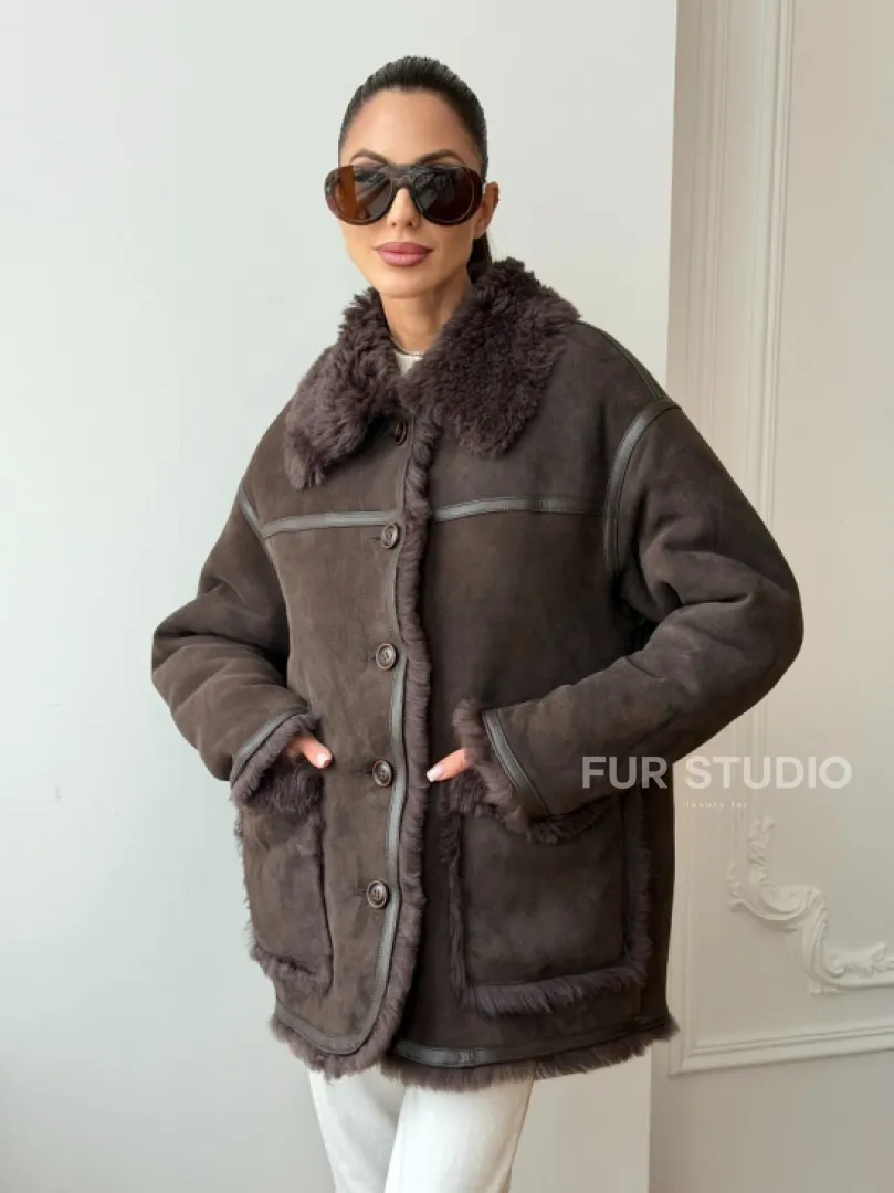 Двухсторонняя дубленка - мех тиградо