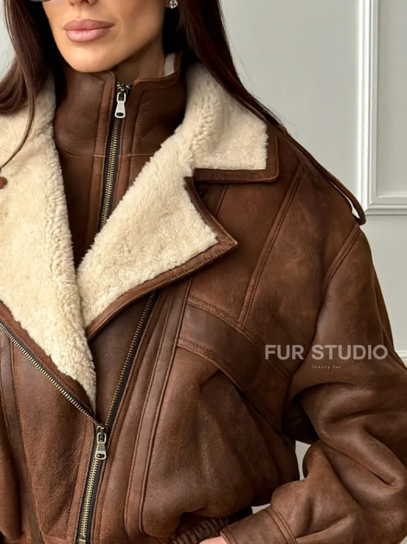 Молодежная куртка - дубленка из овчины