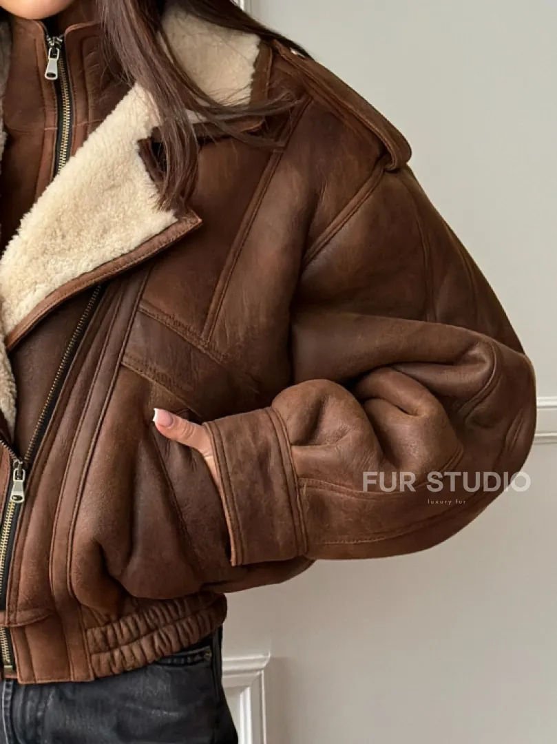 Молодежная куртка - дубленка из овчины