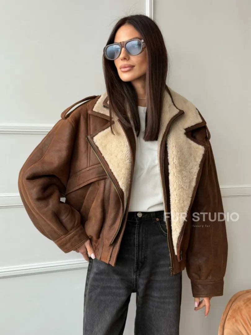 Молодежная куртка - дубленка из овчины