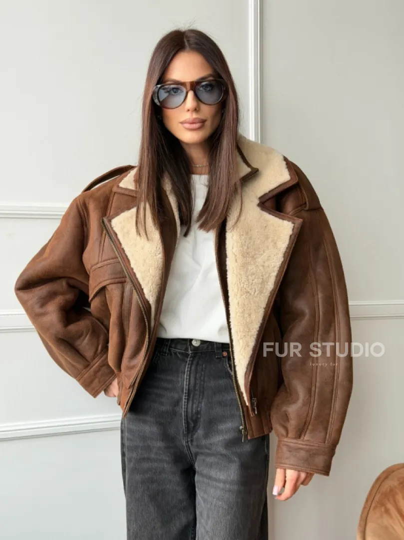 Молодежная куртка - дубленка из овчины