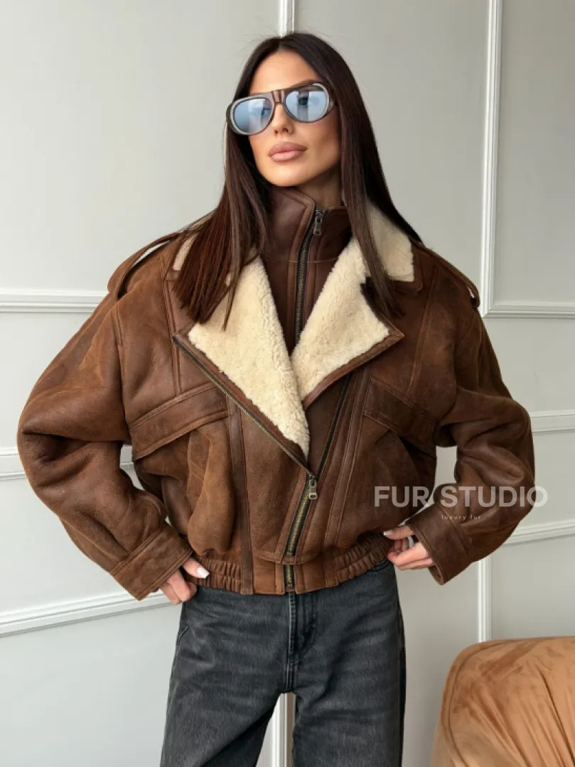 Молодежная куртка - дубленка из овчины