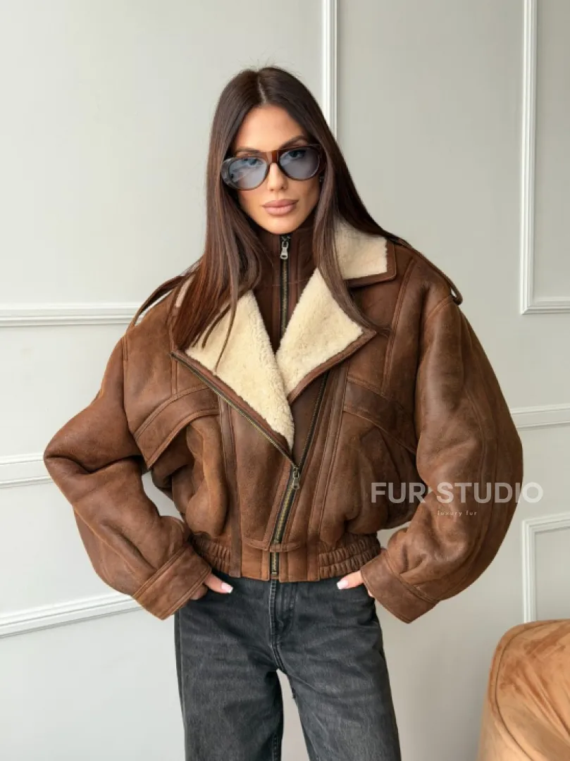 Молодежная куртка - дубленка из овчины