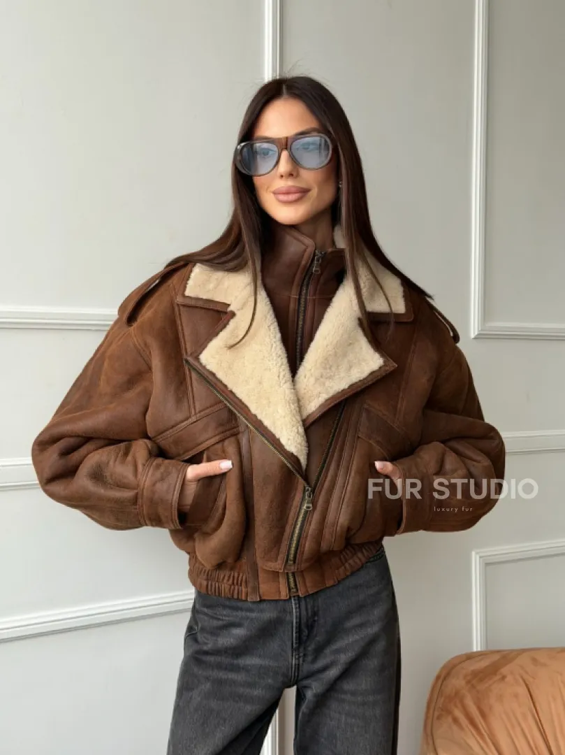 Молодежная куртка - дубленка из овчины