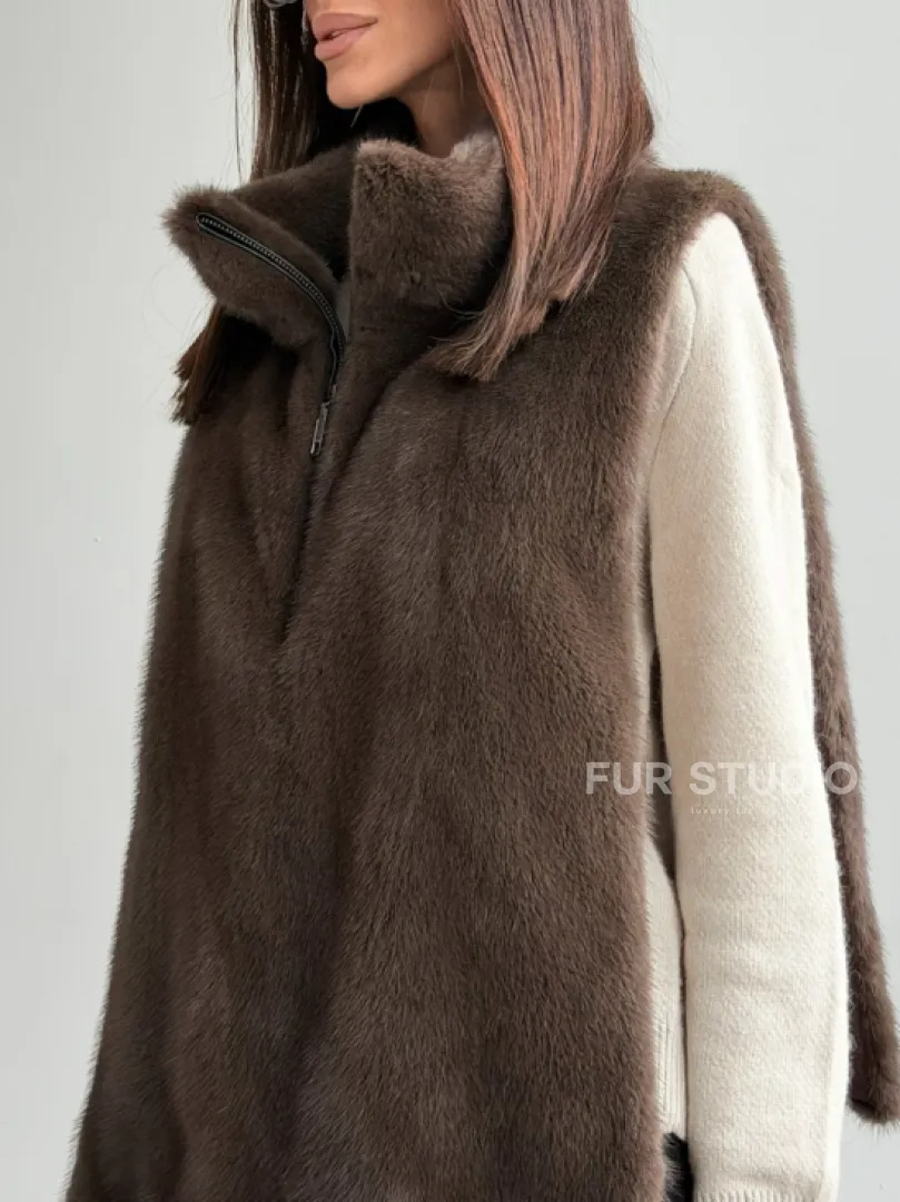 Женская меховая манишка - мех норка