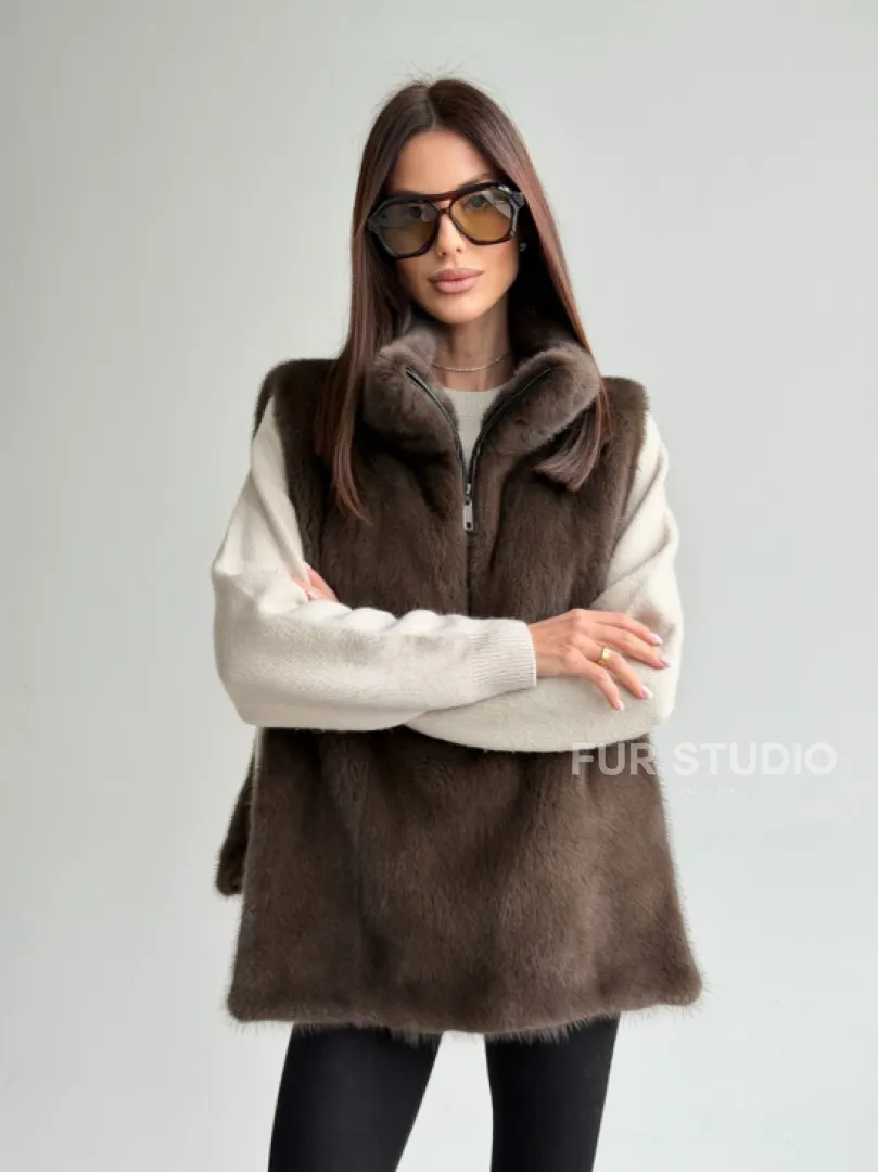 Женская меховая манишка - мех норка