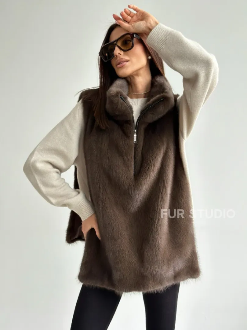 Женская меховая манишка - мех норка