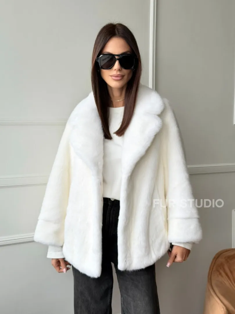 Белая шуба из скандинавской норки